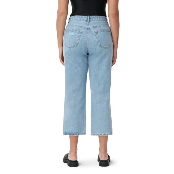 GANNI Womens Misy Cropped Jeans 32 US 14 Light Blue Rigid Denim High Rise NWOT - Picture 4 of 13